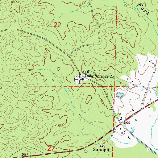 Topographic Map of Doty Springs Cemetery, MS
