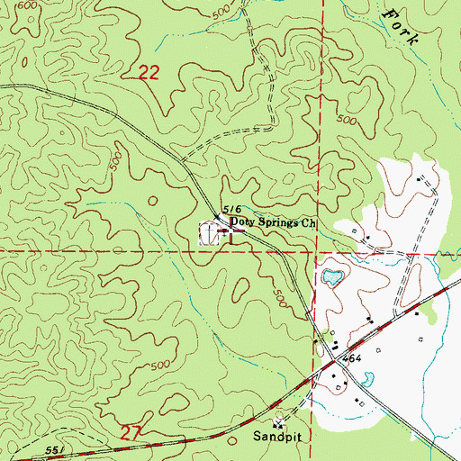 Topographic Map of Doty Springs School (historical), MS