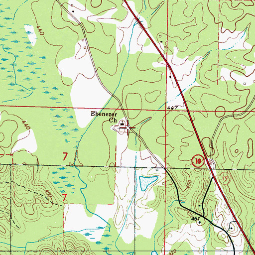Topographic Map of Ebenezer Cemetery, MS