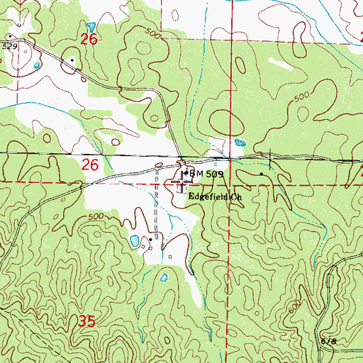 Topographic Map of Edgefield Cemetery, MS
