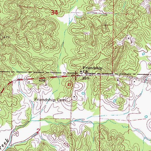 Topographic Map of Friendship (historical), MS