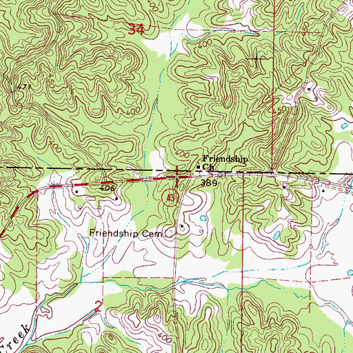 Topographic Map of Friendship School (historical), MS