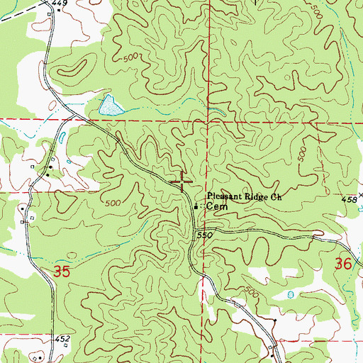 Topographic Map of Glendale (historical), MS
