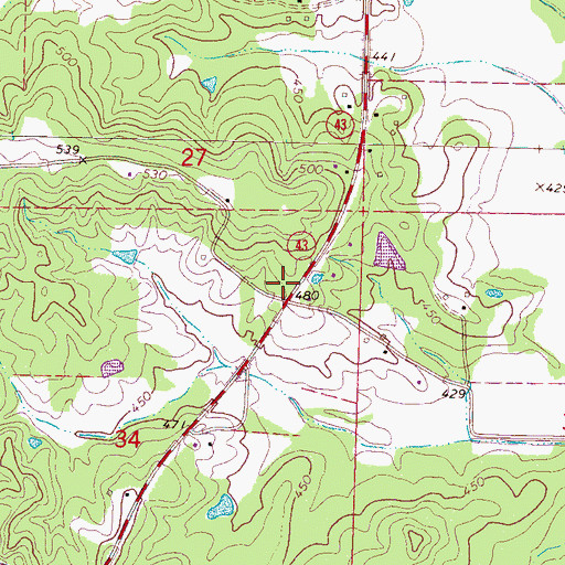 Topographic Map of Greensboro School (historical), MS
