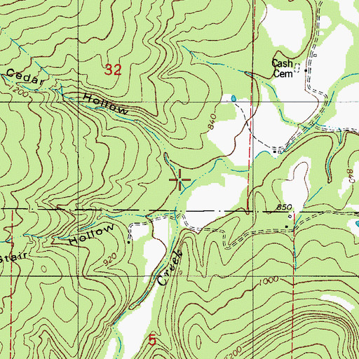 Topographic Map of Cedar Hollow, AR