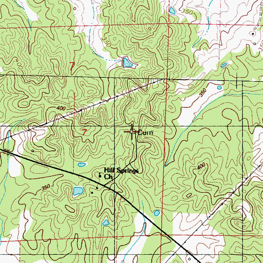 Topographic Map of Hill Springs Cemetery, MS