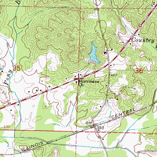 Topographic Map of Hurricane, MS