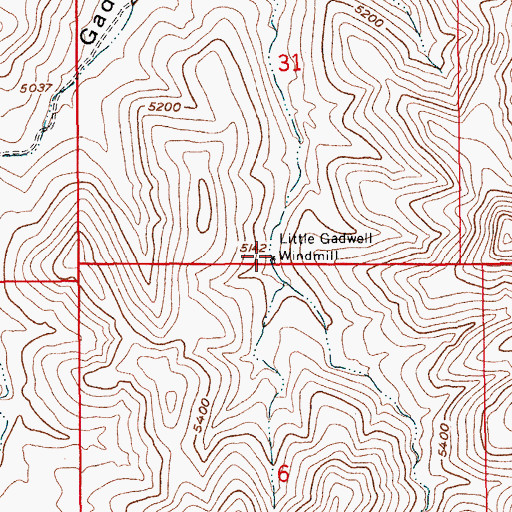 Topographic Map of Little Gadwell Windmill, AZ
