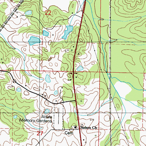 Topographic Map of Knox, MS