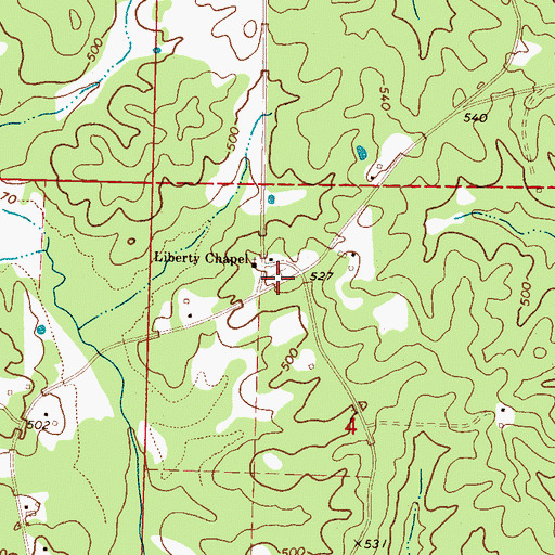Topographic Map of Liberty Chapel Cemetery, MS