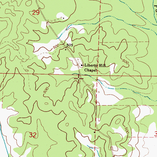 Topographic Map of Liberty Hill (historical), MS