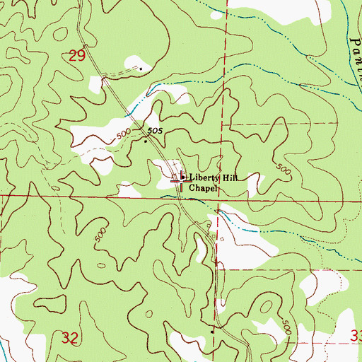 Topographic Map of Liberty Hill School (historical), MS