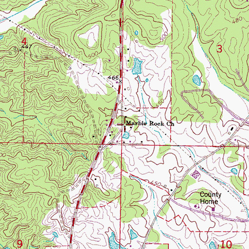 Topographic Map of Marble Rock School (historical), MS
