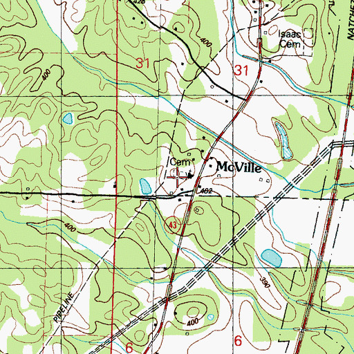 Topographic Map of McVille School (historical), MS