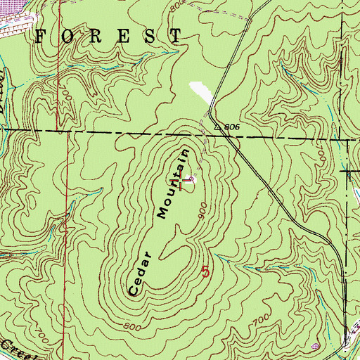 Topographic Map of Cedar Mountain, AR