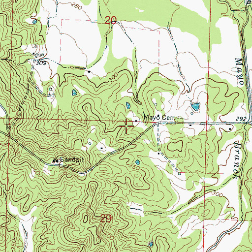 Topographic Map of Mount Harmon School (historical), MS