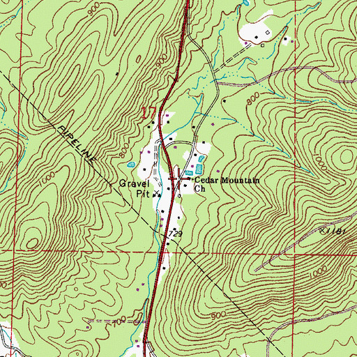 Topographic Map of Cedar Mountain Church, AR