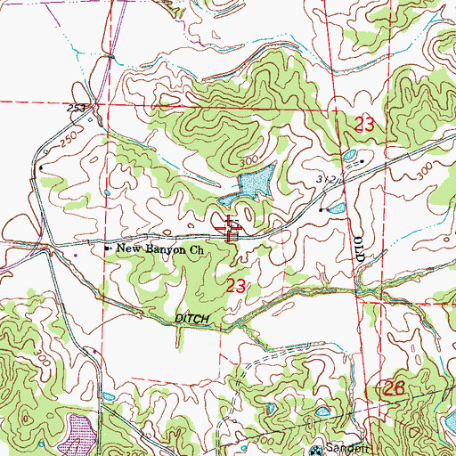 Topographic Map of New Banyon Cemetery, MS