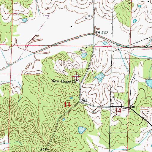 Topographic Map of New Hope Cemetery, MS