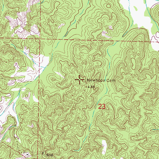Topographic Map of New Hope School (historical), MS