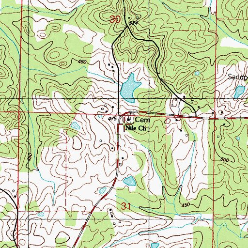 Topographic Map of Nile School (historical), MS
