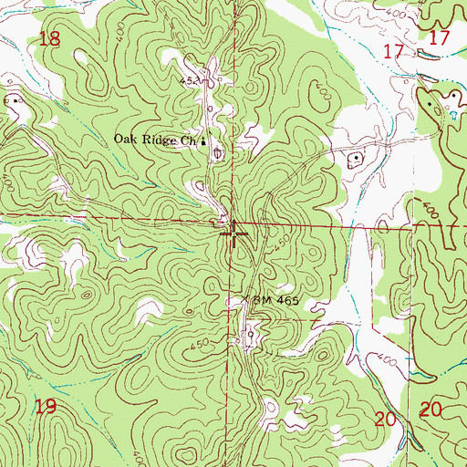 Topographic Map of Oak Ridge (historical), MS