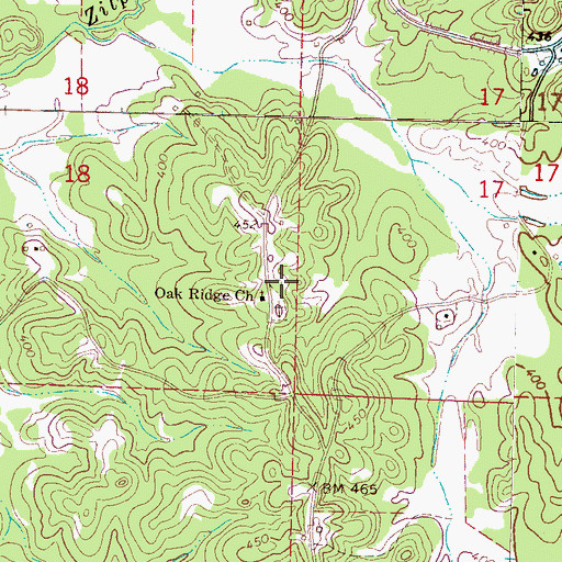 Topographic Map of Oak Ridge School (historical), MS