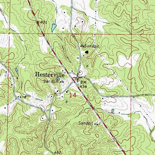Topographic Map of Palmer Cemetery, MS