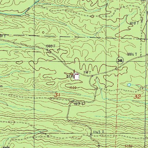 Topographic Map of Center Church, AR