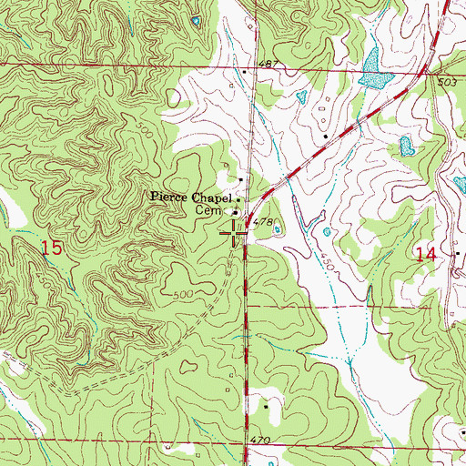 Topographic Map of Pierces Chapel, MS