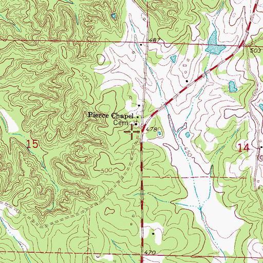 Topographic Map of Pierces Chapel School (historical), MS