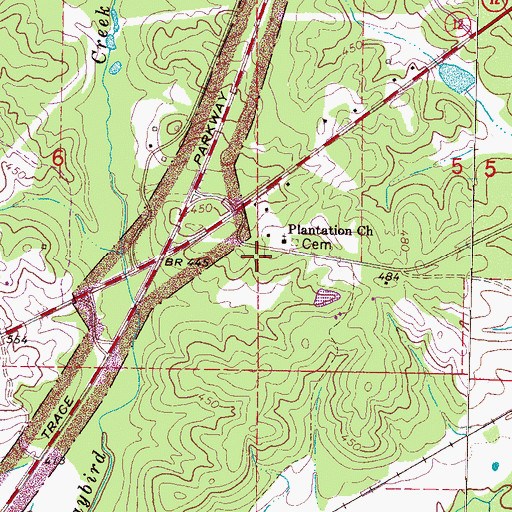 Topographic Map of Plantation, MS