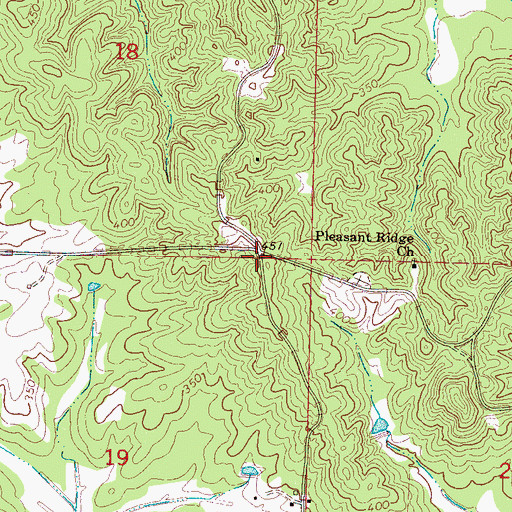 Topographic Map of Pleasant Ridge (historical), MS