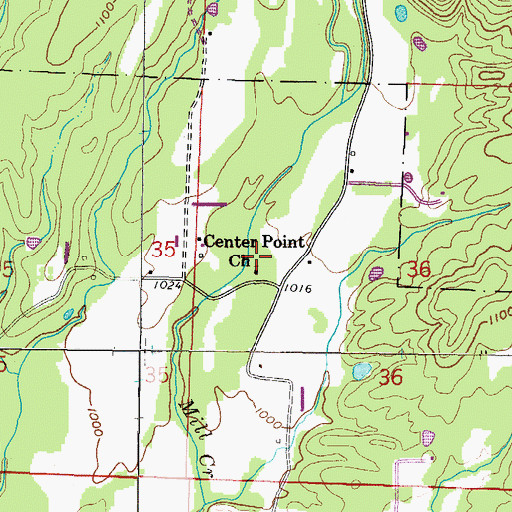 Topographic Map of Center Point Church, AR
