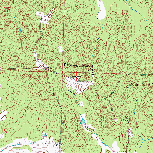 Topographic Map of Pleasant Ridge Cemetery, MS