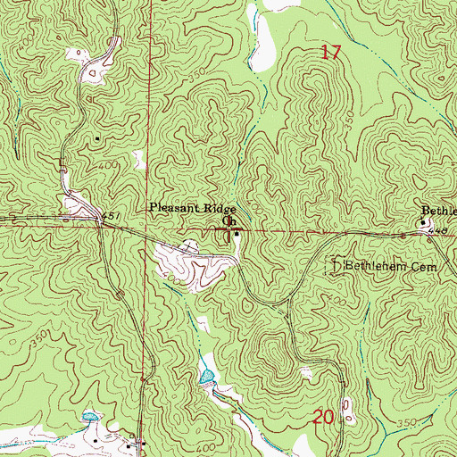 Topographic Map of Pleasant Ridge School (historical), MS