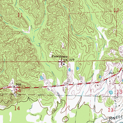 Topographic Map of Providence Cemetery, MS