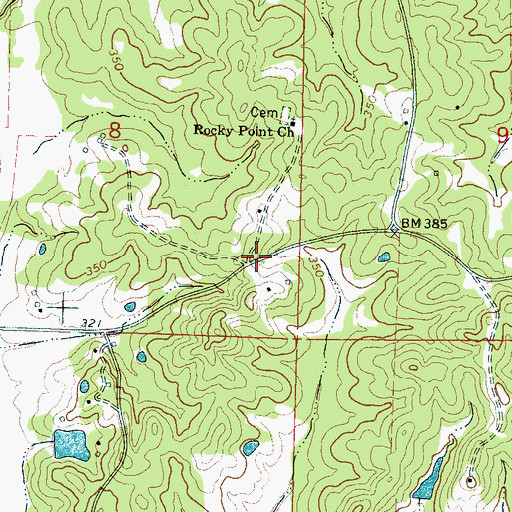Topographic Map of Rocky Point, MS