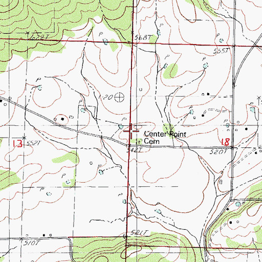 Topographic Map of Center Point Church, AR