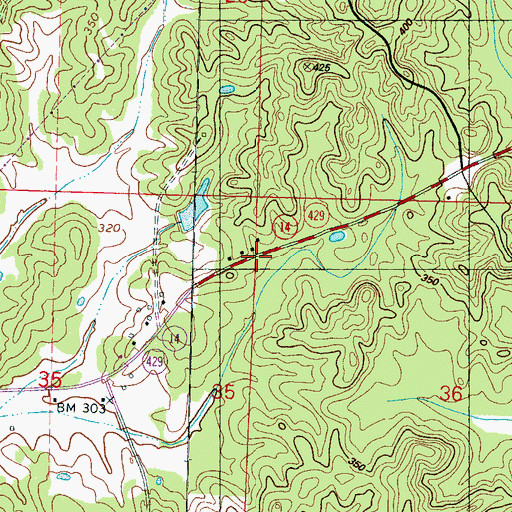 Topographic Map of Rutherford (historical), MS