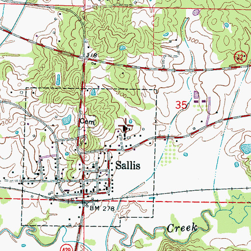 Topographic Map of Sallis School, MS