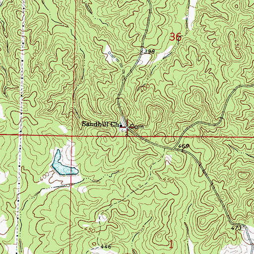 Topographic Map of Sand Hill (historical), MS