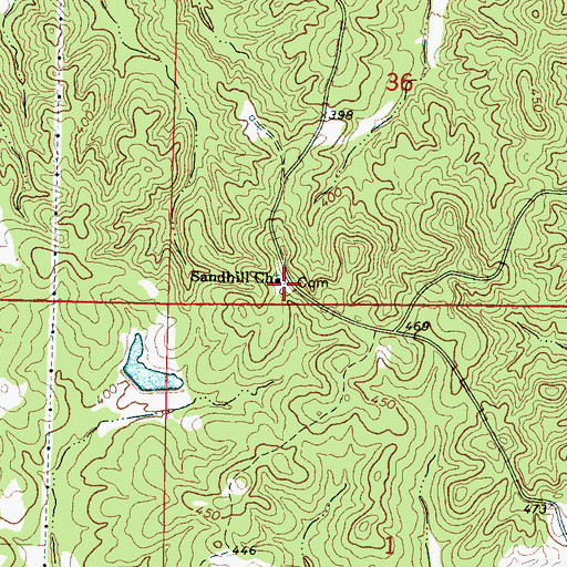 Topographic Map of Sand Hill Cemetery, MS