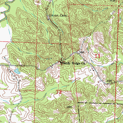 Topographic Map of Sandy Ridge Cemetery, MS