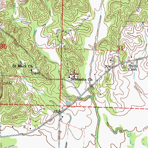 Topographic Map of Seneasha Cemetery, MS