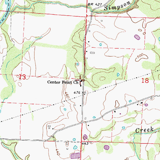 Topographic Map of Center Point Church, AR