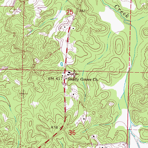 Topographic Map of Shady Grove Cemetery, MS