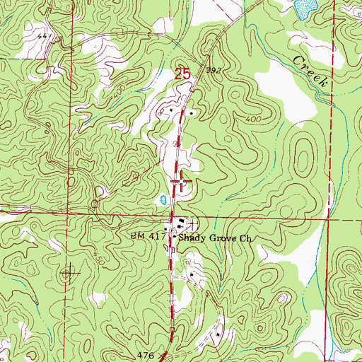 Topographic Map of Shady Grove School (historical), MS