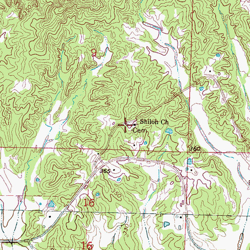 Topographic Map of Shiloh Cemetery, MS
