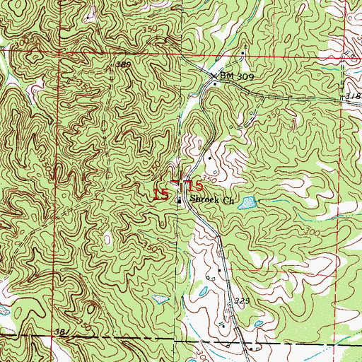 Topographic Map of Shrock (historical), MS